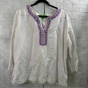 PAPAGALLO cotton tunic blouse white in excellent condition size XL